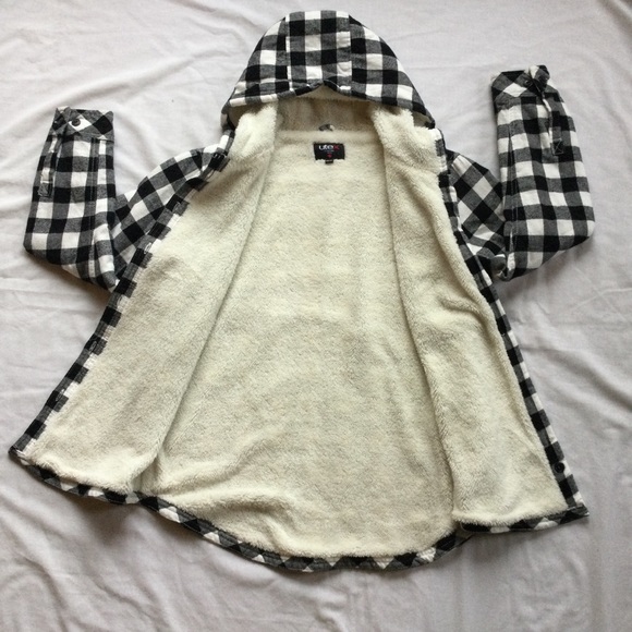 Utex Black & White Checkered Fleece Button Hoodie Medium - Picture 8 of 9